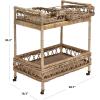 Safavieh Home Collection Ambrose BCT6500A Grey Wash and Antique Brass 2 Tier Rattan Bar Cart