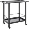 Safavieh Home Collection Gaelle Matte Gold/Black 2-Tier Bar Cart with Handle(Matte Black/Black)