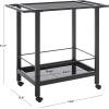 Safavieh Home Collection Gaelle Matte Gold/Black 2-Tier Bar Cart with Handle(Matte Black/Black)