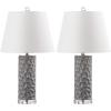 Safavieh Lighting Collection Dixon Navy White and Navy Base Table Lamp, Set of 2(Grey – Set of 2)
