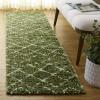 SAFAVIEH Area Rug 8×10 – Arizona Shag Collection – Large – Dark Grey & Ivory, Moroccan Boho Design, Non-Shedding & Easy to Clean, Plush Pile, Ideal for Living Room, Bedroom, Dining Space (ASG743G)(Green/Ivory)