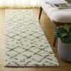 SAFAVIEH Area Rug 8×10 – Arizona Shag Collection – Large – Dark Grey & Ivory, Moroccan Boho Design, Non-Shedding & Easy to Clean, Plush Pile, Ideal for Living Room, Bedroom, Dining Space (ASG743G)(Ivory/Green)