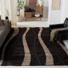 SAFAVIEH Area Rug 8×10 – Florida Shag Collection – Large – Dark Brown & Beige, Stripe Design, Non-Shedding & Easy Cleaning, Plush Thick Pile, Ideal for Living Room, Bedroom, Dining Space (SG451-2813)