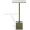 SAFAVIEH Couture Collection – Albertelli Olive Green Iron Accent Table, Compact Drink Table, Marble Top Pedestal Design (SFV6807A)(Olive Green/White)
