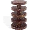 SAFAVIEH Couture Collection – Danny Green & Brown Stacked Round Marble Accent Table, Fully Assembled (SFV5766B)(Red/White)