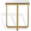 SAFAVIEH Couture Collection – Dominic Brass Stainless Steel Accent Table, Sculptural Modern Side Table, Cast Glass Top, Fully Assembled (SFV7919A)(Brass/Clear)