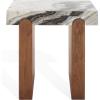 SAFAVIEH Couture Collection – Ellebeth Walnut Solid Wood Accent Table, Sculptural Square Side Table, Hazel Marble Top (SFV9736A)(Hazel/Walnut)