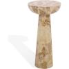 SAFAVIEH Couture Collection – Glendale Beige Round Marble Accent Table, Stone Pedestal Side Table, Modern Sculptural Design (SFV9766B)(Beige)