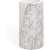 SAFAVIEH Couture Collection – Leah Bryanna White & Brown Marble Accent Table, Round Drink Table, Sculptural Pedestal Design (SFV9750B)(White)