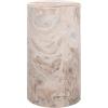 SAFAVIEH Couture Collection – Leah Bryanna White & Brown Marble Accent Table, Round Drink Table, Sculptural Pedestal Design (SFV9750B)(White/Brown)