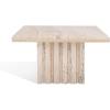 SAFAVIEH Couture Collection – Olivia Black Square Travertine Accent Table, Sculptural Pedestal Display Table (SFV9702C)(Off White)