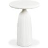 SAFAVIEH Couture Collection – Oskar Ivory Concrete Accent Table, Round Modern Side Table, Sculptural Ribbed Design (SFV2604B)(Ivory)