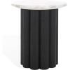 SAFAVIEH Couture Collection – Roxiella Black Solid Wood & Round Marble Top Accent Table, Pedestal Design, Sculptural Modern Side Table (SFV9732B)(White/Black)