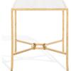 SAFAVIEH Couture Collection – Tauri Brass Forged Iron & Marble Accent Table, Square Side Table, Modern Glam Design, Fully Assembled (SFV9554C)(Brass/White)