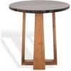 SAFAVIEH Couture Collection – Trenton Brown Marble Accent Table, Round Top with Sculptural Wood Base (SFV9704B)(Brown/Natural)