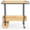 SAFAVIEH Couture Collection Malek Black 2-Shelf Bar Cart with Wheels(Natural/Black)