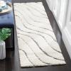 SAFAVIEH Florida Shag Collection Area Rug – 8’6″ x 12′, Dark Blue & Cream, Non-Shedding & Easy Care, 1.2-inch Thick Ideal for High Traffic Areas in Living Room, Bedroom (SG472-6511)(Cream/Grey)
