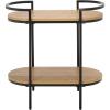 SAFAVIEH Home Collection – Inessa Black & Natural Oval 2-Tier Bar Cart, Modern Metal Serving Cart, Sleek Entertaining Design (BCT2503F)(Black/Natural)