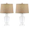 SAFAVIEH Lighting Collection Amby Farmhouse Clear Glass/ Brown Shade 24-inch Bedroom Living Room Home Office Desk Nightstand Table Lamp Set of 2 (LED Bulbs Included)