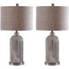 SAFAVIEH Lighting Collection Ashson Modern Contemporary Rustic Farmhouse Silver/ Ivory 26-inch Bedroom Living Room Home Office Desk Nightstand Table Lamp Set of 2 (LED Bulbs Included)