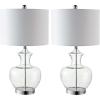 SAFAVIEH Lighting Collection Bilsor Clear/ Chrome 25-inch Bedroom Living Room Home Office Desk Nightstand Table Lamp Set of 2 (LED Bulbs Included)