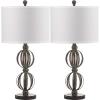 SAFAVIEH Lighting Collection Calista Rustic Farmhouse Double Sphere Oil-Rubbed Bronze 28-inch Bedroom Living Room Home Office Desk Nightstand Table Lamp Set of 2 (LED Bulbs Included)
