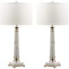 SAFAVIEH Lighting Collection Colleen Modern White Marble 31-inch Bedroom Living Room Home Office Desk Nightstand Table Lamp Set of 2 (LED Bulbs Included)(Marble – Set of 2)