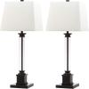 SAFAVIEH Lighting Collection Davis Modern Farmhouse Black 31-inch Bedroom Living Room Home Office Desk Nightstand Table Lamp Set of 2 (LED Bulbs Included)