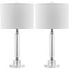 SAFAVIEH Lighting Collection Deco Modern Crystal Column 25-inch Bedroom Living Room Home Office Desk Nightstand Table Lamp Set of 2 (LED Bulbs Included)
