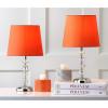 SAFAVIEH Lighting Collection Derry Modern Glam Crystal Stacked Orb/ Off-White Shade 15-inch Bedroom Living Room Home Office Desk Nightstand Table Lamp Set of 2 (LED Bulbs Included)(Clear/Orange)