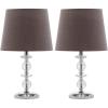 SAFAVIEH Lighting Collection Derry Modern Glam Crystal Stacked Orb/ Off-White Shade 15-inch Bedroom Living Room Home Office Desk Nightstand Table Lamp Set of 2 (LED Bulbs Included)(Clear/Grey – Set of 2)