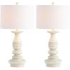 SAFAVIEH Lighting Collection Jareth White Wash 29-inch Bedroom Living Room Home Office Desk Nightstand Table Lamp Set of 2 (LED Bulbs Included)