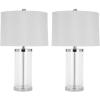 SAFAVIEH Lighting Collection Jeanie Modern Glass Cylinder 25-inch Bedroom Living Room Home Office Desk Nightstand Table Lamp Set of 2 (LED Bulbs Included)