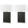 SAFAVIEH Lighting Collection Joyce Modern Art Deco Grey Faux Woven Leather Rectangle Shade 28-inch Bedroom Living Room Home Office Desk Nightstand Table Lamp Set of 2 (LED Bulbs Included)(Grey Woven – Set of 2)