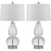 SAFAVIEH Lighting Collection Mercurio Crackle Glass Double Gourd 29-inch Bedroom Living Room Home Office Desk Nightstand Table Lamp Set of 2 (LED Bulbs Included)(Glass)