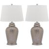 SAFAVIEH Lighting Collection Metallica Silver Ginger Jar 28-inch Bedroom Living Room Home Office Desk Nightstand Table Lamp Set of 2 (LED Bulbs Included)(Silver)