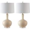SAFAVIEH Lighting Collection Nilla Modern Contemporary Cream/ Clear 27-inch Bedroom Living Room Home Office Desk Nightstand Table Lamp Set of 2 (LED Bulbs Included)(Cream – Set of 2)