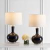 SAFAVIEH Lighting Collection Nilla Modern Contemporary Cream/ Clear 27-inch Bedroom Living Room Home Office Desk Nightstand Table Lamp Set of 2 (LED Bulbs Included)(Navy – Set of 2)