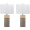 SAFAVIEH Lighting Collection Oliver Modern Contemporary Farmhouse Grey Concrete/ Gold Bedroom Living Room Home Office Desk Nightstand Table Lamp Set of 2 (LED Bulbs Included)