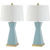 SAFAVIEH Lighting Collection Onder Grey/Gold 27-inch Table Lamp Set of 2(Robins Egg Blue – Set of 2)