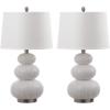 SAFAVIEH Lighting Collection Rita Modern Contemporary White Triple Gourd Studded 29-inch Bedroom Living Room Home Office Desk Nightstand Table Lamp Set of 2 (LED Bulbs Included)