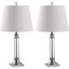 SAFAVIEH Lighting Collection Zara Modern Farmhouse Crystal 24-inch Bedroom Living Room Home Office Desk Nightstand Table Lamp Set of 2 (LED Bulbs Included)