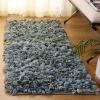SAFAVIEH Rio Shag Collection Area Rug – 5′ x 8′, Green & Multi, Handmade Decorative, 3.5-inch Thick Ideal for High Traffic Areas in Living Room, Bedroom (SG951A)(Light Blue)