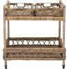 Safavieh Home Collection Ambrose BCT6500A Grey Wash and Antique Brass 2 Tier Rattan Bar Cart