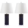 Safavieh Lighting Collection Dixon Navy White and Navy Base Table Lamp, Set of 2(Navy – Set of 2)