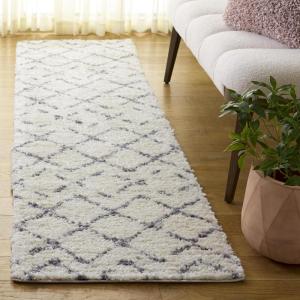 SAFAVIEH Area Rug 8×10 – Arizona Shag Collection – Large – Dark Grey & Ivory, Moroccan Boho Design, Non-Shedding & Easy to Clean, Plush Pile, Ideal for Living Room, Bedroom, Dining Space (ASG743G)(Ivory/Grey)