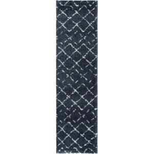 SAFAVIEH Area Rug 8×10 – Arizona Shag Collection – Large – Dark Grey & Ivory, Moroccan Boho Design, Non-Shedding & Easy to Clean, Plush Pile, Ideal for Living Room, Bedroom, Dining Space (ASG743G)(Slate Blue/Ivory)