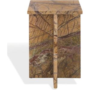 SAFAVIEH Couture Collection – Adriano Brown & Beige Marble Square Accent Table, Fully Assembled Stone Side Table (SFV5767A)(Brown/Beige)
