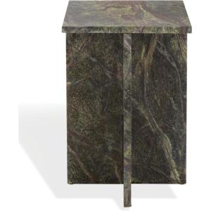 SAFAVIEH Couture Collection – Adriano Brown & Beige Marble Square Accent Table, Fully Assembled Stone Side Table (SFV5767A)(Green/Brown)