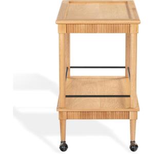 SAFAVIEH Couture Collection – Donna Brielle Natural Brown Bar Cart, 2-Shelf Rolling Serving Cart with Black Rail Detail, Modern Design (SFV4248A)(Natural)